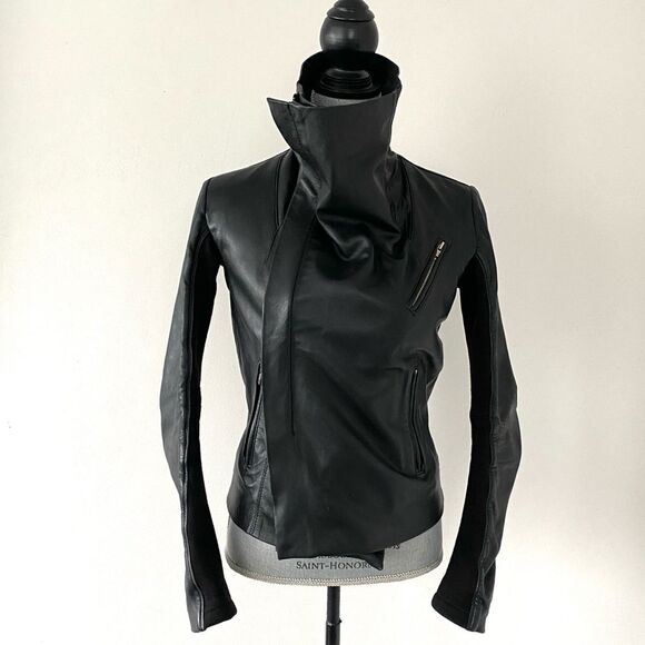 Junior Drake Jackets & Blazers - J.O.D clothing Custom Black Leather Jacket Sz S Chic Moto Biker Grunge Aviator